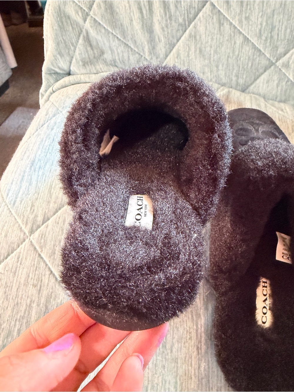 Coach Black Sherpa Flat Mule - Picture 4 of 7
